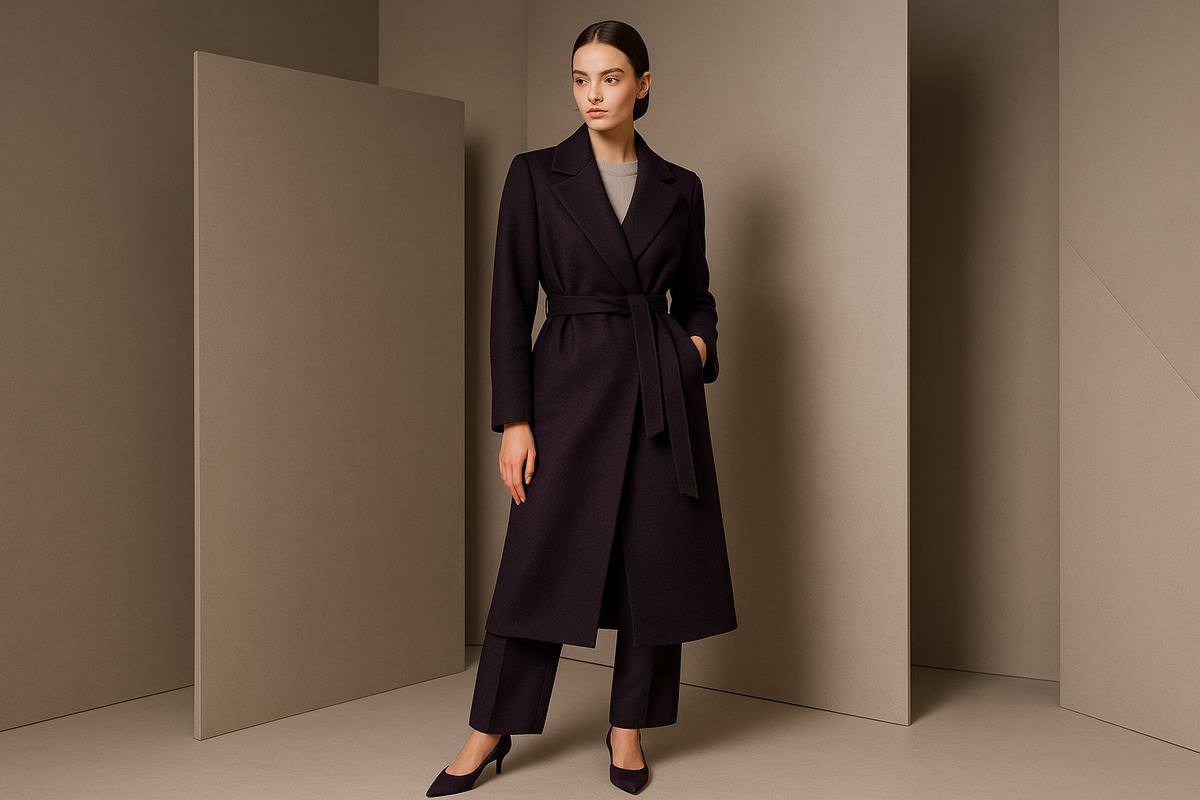 genrate an image for section named fashion photoshoot. realistic image. with our colour theme dark purple and beige. dont be too noice. modern and minimal. dont use words or digits. very professional. this is women luxury apparel company. ovo.
