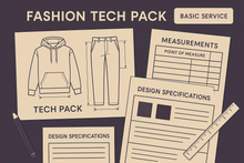 Fashion tech pack. its for service product image. This is basic service. so add a  tag to understand. very simple, color theme dark purple and beige